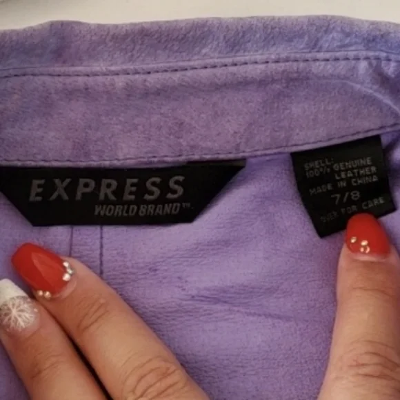 Express World Brand 100% Genuine Leather button up blouse, sz M-7/8 (Faded Now!) - Picture 14 of 17